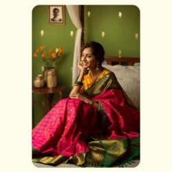 BEAUTIFUL CONTRAST RED GREEN COLOR KANJIWARAM SAREE 
