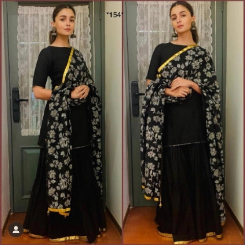 CREPE KURTI WITH SARARA 