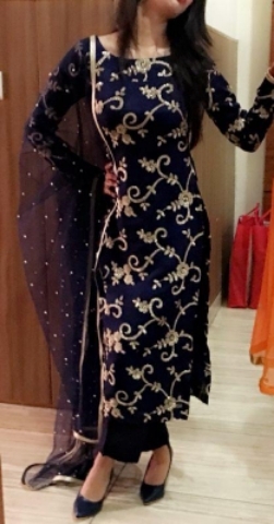 DESIGNER BLUE KURTI PALAZZO WITH DUPATTA 