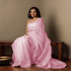 DESIGNER ORGANZA SILK SAREE WITH EMBROIDERY WORK 