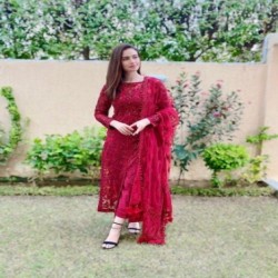 DESIGNER PARTY WARE RED PENT KURTI SUIT