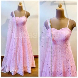 DESIGNER PINK GOWN WITH EMBROIDERY WORK 