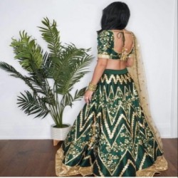 DESIGNER TAFFETA SILK SEQUANCE EMBROIDERED WORK LEHENGA 