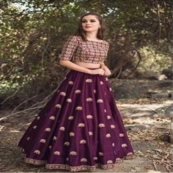 HEAVY SATIN CODING EMBROIDERY WORK LEHENGA 