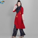 KURTI plazo WITH FOIL PRINTED SCAFF
 thumb 1