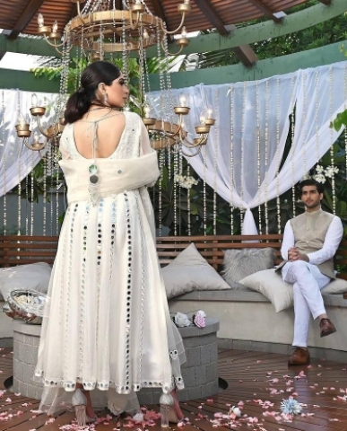 LONG GOWN WITH PEPAR MIRROR WORK 