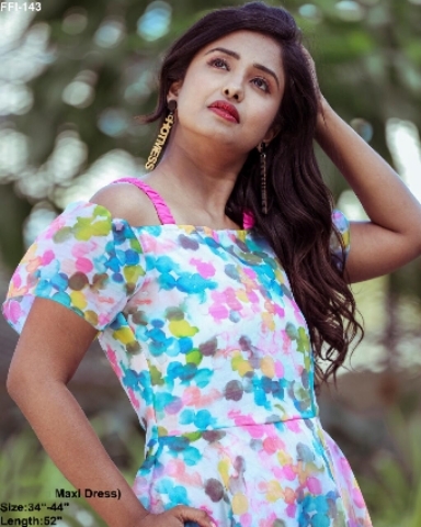 MULTI COLOR BUBBLE PRINTED LONG GOWN 