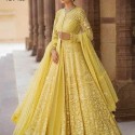 NEW DESIGNER PARTY WEAR HEAVY CHINE WORK TOP WITH LEHENGAS