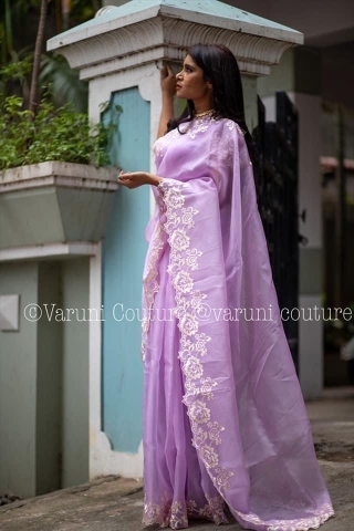 ORGANZA SAREE WITH VISCOS THREAD WORK 