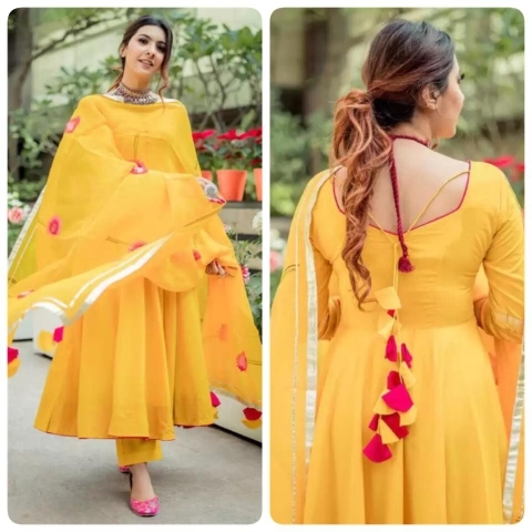 PARTY WARE LONG GOWN WITH PENT DUPATTA