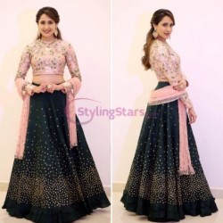 PARTYWEAR DARK GREEN DESIGNER LEHENGA CHOLI 