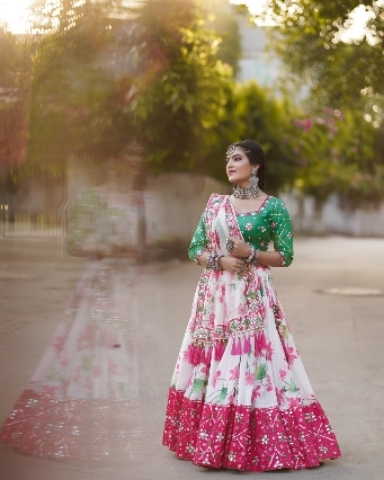 PRINTED WITH REAL MIRROR LEHENGA CHOLI