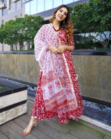 PURE COTTON DRESS WITH TUSSELS 