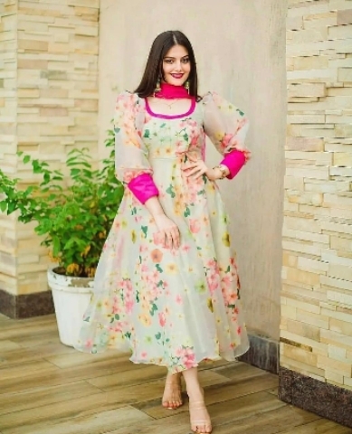Pure organza silk printed dress by ADT World