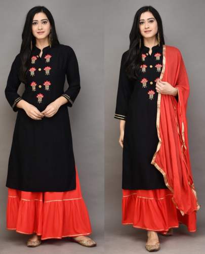 RAYON KURTI WITH SARARA