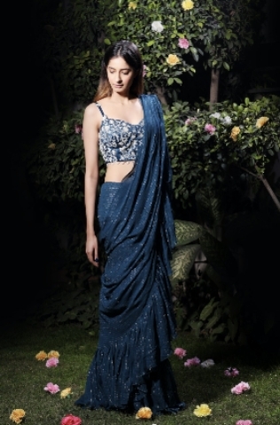 RUFFLE PARTY WEAR SAREE 