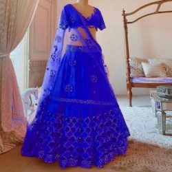 SOFT MONO NET HEAVY EMBROIDERY WORK LEHENGA 