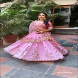 TAFETA SILK WITH HEVVY EMBROIDERY WORK REAL MIRROR HAND WORK LEHENGA CHOLI 