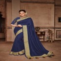 VICHITRA SILK SAREE WITH EMBROIDERY WORK BORDER  thumb 2