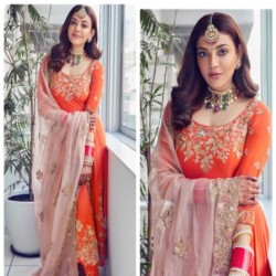 WEDDINGS WEAR GOWN WITH NET DUPPATA 