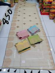 Fancy Designer Cotton Saree With Chit Pallu Fabric