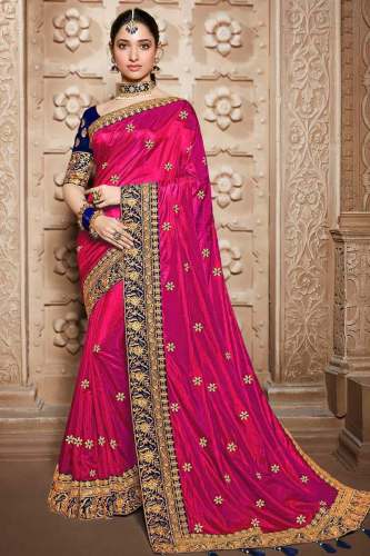 Exclusive Embroidered Silk Saree by hari krishna metallic