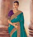 Heavy Embroidered Silk Saree thumb 1