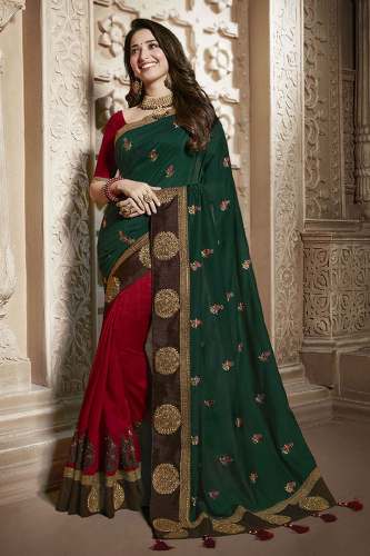 Trendy Embroidered Silk Saree  by hari krishna metallic