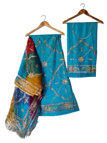 Firozi Colour Crepe Georgette Rajputi Poshak  by Asachi Rajputi Poshak In Jodhpur