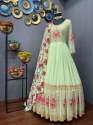 Exclusive Embroidered Gown with Floral Dupatta thumb 1
