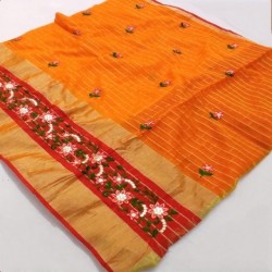 cotton EMBROIDERY saree