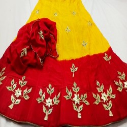 Pure chinnon crepe lehanga with gota patti work