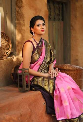  PINK BULBUL SAREE by Krushi Creation