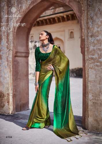 Rainbow Chiffon With Satin Patta Saree
