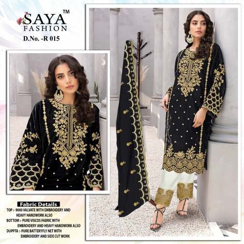 Stunning Readymade Velvet Pakistani Suit by Saya Fashion by j s textile