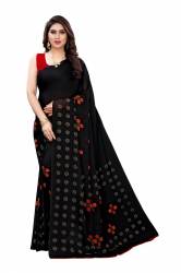 Black Georgette Saree With Printing