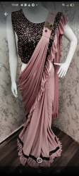 Lycra Silk Ruffle Border Saree