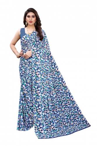 Multi Color Floral Printed Georgette Saree