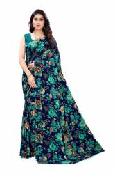 Multi Color FLower Printed Georgette Saree