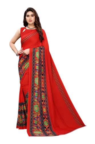Red Daily Wear Georgette Saree