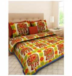 Ethnic Hathi Print Cotton Bed Sheet