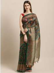 Rajnandini Brand Silk Blend Printed Tussar Saree