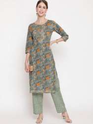 Cotton Straight Kurti Pant Set
