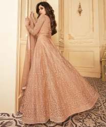 Pink Net Embroidered Anarkali Suit