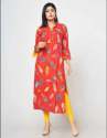 Fidaindia Red Color Rayon Print Casual Kurti