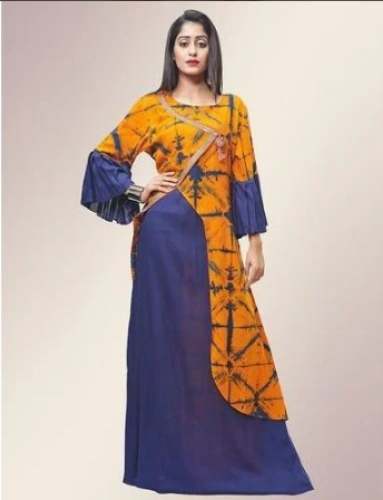 Rayon Printed A Line Floor Length Gown by Fidaindia A Brand Of Dressing Trendz Private Limited 