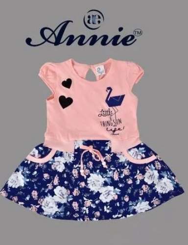 Peach and Blue Kids Girls Frock 
