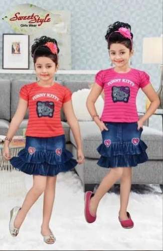 Regular Wear Kids Girls Skirt with Top Set 0 by Guru Ram Das Store