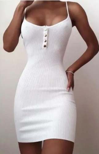 Sleeveless White Body con Western Dress  by Alpha Organics Clothing India