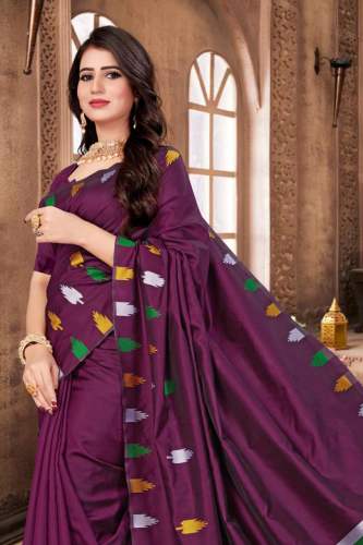 Soft Lichi Silk Magenta Color Saree